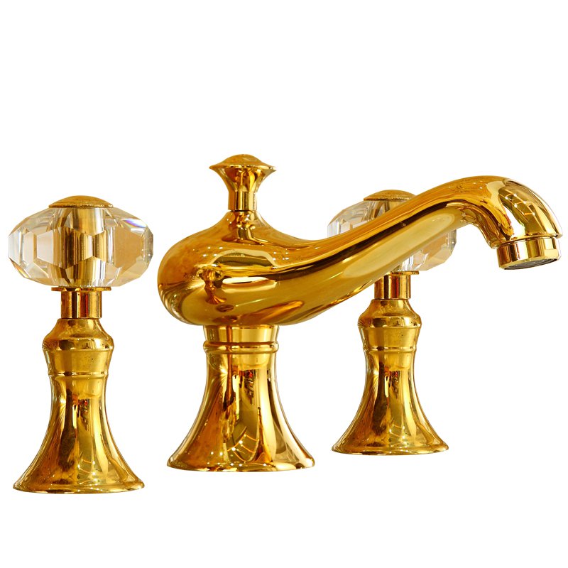 8" Widespread bathroom Lavatory Sink faucet crystal mixer tap 3 pieces deck mounted
