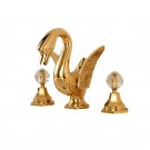 Golden PVD Big swan sink faucet 8" widespread lavatory basin mixer tap new Bathroom