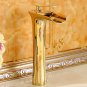Tall Bathroom Basin Faucet Waterfall Spout Sink Vessel Mixer Tap Gold color