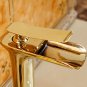 Tall Bathroom Basin Faucet Waterfall Spout Sink Vessel Mixer Tap Gold color