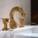 Gold Pvd 3 Pcs 8" WIDESPREAD LAVATORY BATHROOM SINK DRAGON FAUCET mixer tap Luxury