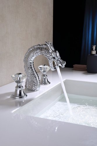 Gold Pvd 3 Pcs 8" WIDESPREAD LAVATORY BATHROOM SINK DRAGON FAUCET mixer tap Luxury