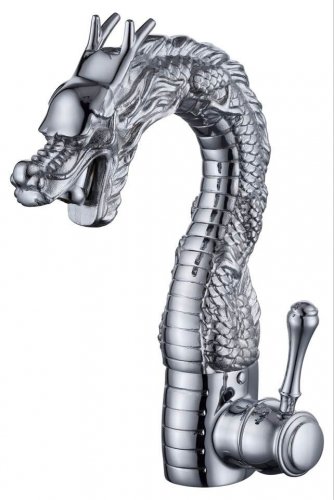 Deck Mounted Single Handle chrome Finish Dragon Bathroom Sink Faucet Basin Water Mixer Tap
