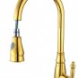 GOLD PVD  pull out kitchen spray faucet mixer tap Single hole deck mounted Pull-down Kitchen Faucet