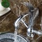 CHROME single hole Double Crystal handles bathroom basin swan faucet mixer tap New