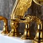 PVD Gold finish 5pcs Widespread swan bathtub and shower faucet Luxury tub mixer tap