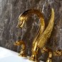 PVD Gold finish 5pcs Widespread swan bathtub and shower faucet Luxury tub mixer tap