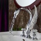 3 PIECE ROMAN  Luxury TUB CRYSTAL HANDLES SWAN CHROME bathtub FAUCET