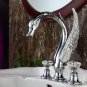 3 PIECE ROMAN Luxury TUB CRYSTAL HANDLES SWAN CHROME bathtub FAUCET