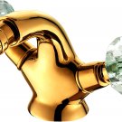 Singe hole Crystal Handles bathroom bidet faucet mixer tap Gold Pvd finish deck mounted
