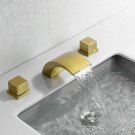 New brushed gold 3 Pieces 8" Widespread Lavatory waterfall Sink faucet mixer tap