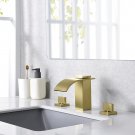 Bathroom Widespread 3 Holes Square Waterfall Bathroom sink Faucet deck mounted