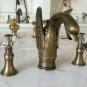 Antique crystal handles 7" height swan faucet widespread lavatory sink mixer tap