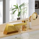 3 Holes widespread Waterfall Bathroom Bath Roman Tub shower faucet deck mounted