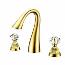 Gold Pvd 3 Holes Widespread Bathroom Lavatory Sink Faucet with crystal handles
