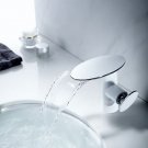 Chrome white deck mounted single hole waterfall bathroom basin sink faucet tap