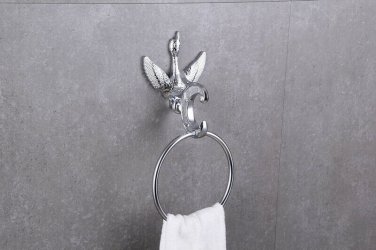 chrome clour Bathroom brass sWAN towel ring new with Crystal