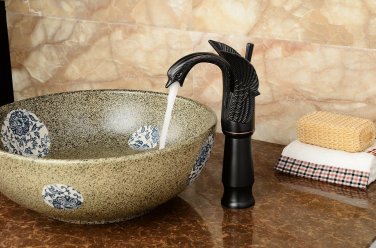 Oil rubbed bronze Black single hole bathroom vessel sink tall swan faucet NEW