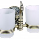 Antique brass classic Bathroom flowers TUMBLER HOLDER DOUBLE CUP Holders
