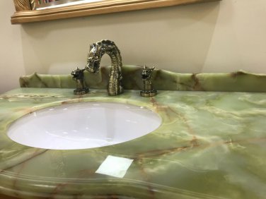 Antique brass 8" widespread bathroom dragon lavatory sink Faucet dragon handles
