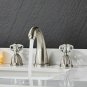 Brushed nickel 3 Hole Widespread bathroom Sink Faucet Crystal Handles Mixer tap
