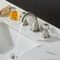 Brushed nickel 3 Hole Widespread bathroom Sink Faucet Crystal Handles Mixer tap