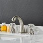 Brushed nickel 3 Hole Widespread bathroom Sink Faucet Crystal Handles Mixer tap