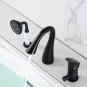Black 3 Holes widespread Bathroom Bath Roman Tub Filler Faucet shower New