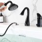 Black 3 Holes widespread Bathroom Bath Roman Tub Filler Faucet shower New