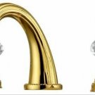 3 Holes Widespread bathroom Sink Faucet Crystal Handles Mixer tap Gold PVD