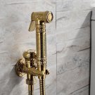 Gold brass Hand held bidet shattaf kit sprayer douche set with hose Bracket NEW Gold brass Hand held bidet shattaf kit sprayer douche set with hose Bracket NEW