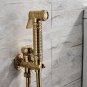 Gold brass Hand held bidet shattaf kit sprayer douche set with hose Bracket NEW