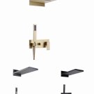 Brushed Gold wall mounted Rianfall BathTub shower Faucet with Handshower Brushed Gold wall mounted Rianfall BathTub shower Faucet with Handshower