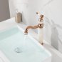 New Jade stone WHITE single hole rose gold Bathroom Sink Faucet Vessel tall Tap