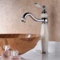 New Jade stone WHITE single hole Chrome Bathroom Sink Faucet Vessel tall Tap