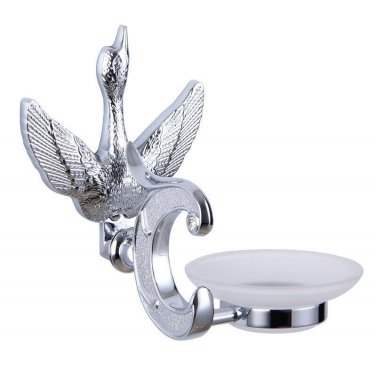 Chrome Color bathroom brass and glass swan soap holder soap dish with Crystal