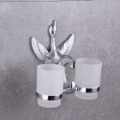 chrome Bathroom swan TUMBLER HOLDER TEECH DOUBLE CUP Holders With Crystal
