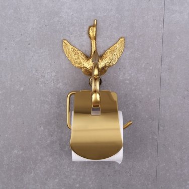 Gold Color bathroom brass LUXURY Swan Toilet Paper Holder with Crystal