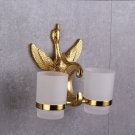 Gold pvd Bathroom swan TUMBLER HOLDER TEECH DOUBLE CUP Holders With Crystal