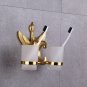Gold pvd Bathroom swan TUMBLER HOLDER TEECH DOUBLE CUP Holders With Crystal