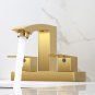Gold Square Sink mixer tap Bathroom Vanity Sink 4" Center Hole Lavatory Faucet