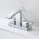 Chrome Square Sink mixer tap Bathroom Vanity Sink 4" Center Hole Lavatory Faucet