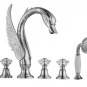 5 Holes widespread bathtub swan tub Shower Faucet hand shower crystal knobs