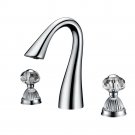 Chrome 3 Holes Widespread Bathroom Lavatory Sink Faucet with crystal handles
