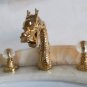Gold PVD widespread 8" bathroom dragon lav basin sink Faucet TAP Crystal handles