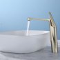 Brushed gold single hole bathroom washbasin lavatory vessel sink tall faucet