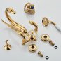 Gold wall mounted swan Handles Bath Tub shower Filler Faucet Crystal diverter