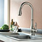 Pull Out Brushed nickel Kitchen Faucet Single Lever Single Hole Mixer Tap deck mount