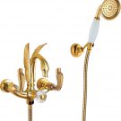 Gold wall mounted swan Handles Bath Tub shower Filler Faucet with Hand shower Gold wall mounted swan Handles Bath Tub shower Filler Faucet with Hand shower