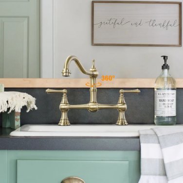 Classical style 2 holes Kitchen Bridge Sink Faucet Hot and Cold Water Mixer Tap